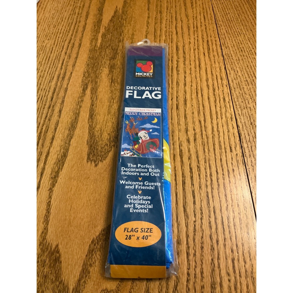 Mickey Unlimited Disney Sleigh Ride Mickey Merry Christmas Flag 28x40 New